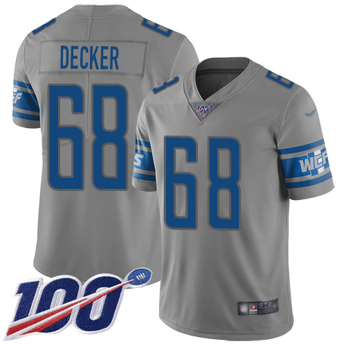 Detroit Lions Limited Gray Men Taylor Decker Jersey NFL Football #68 100th Season Inverted Legend->youth nfl jersey->Youth Jersey